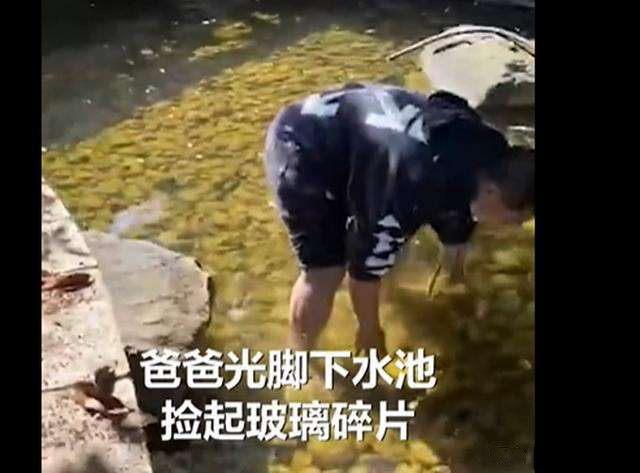 傳送帶廠家：榜樣！爸爸赤腳下水撈寶寶扔的玻璃渣