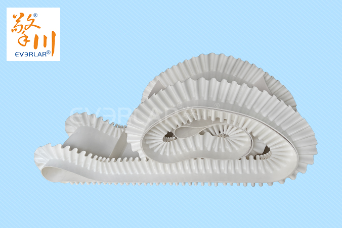 白色PVC輸送帶加擋板裙邊耐磨防側(cè)漏食品包裝機(jī)提升機(jī)輸送流水線(xiàn)皮帶